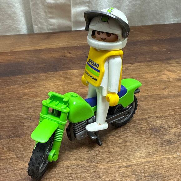 Vintage Playmobil Off-Road Motorcycle Rider Set 3301 Motocross Spidan Cross Team - Picture 1 of 7